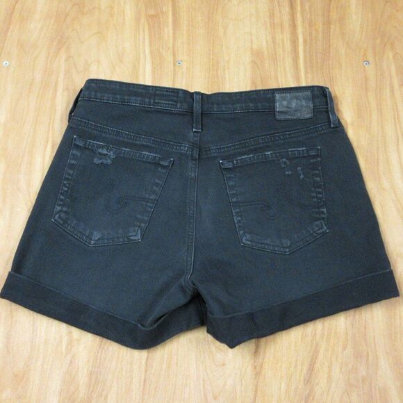 AG ADRIANO GOLDSCHMIED Hailey Ex Boyfriend Roll Up Jean Shorts Size 27 Blk Denim - Picture 13 of 15